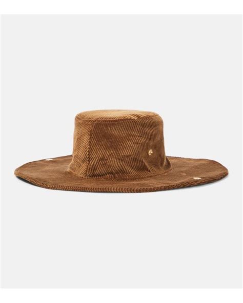 miu miu cowboy hat corduroy|Logo corduroy cowboy hat in brown .